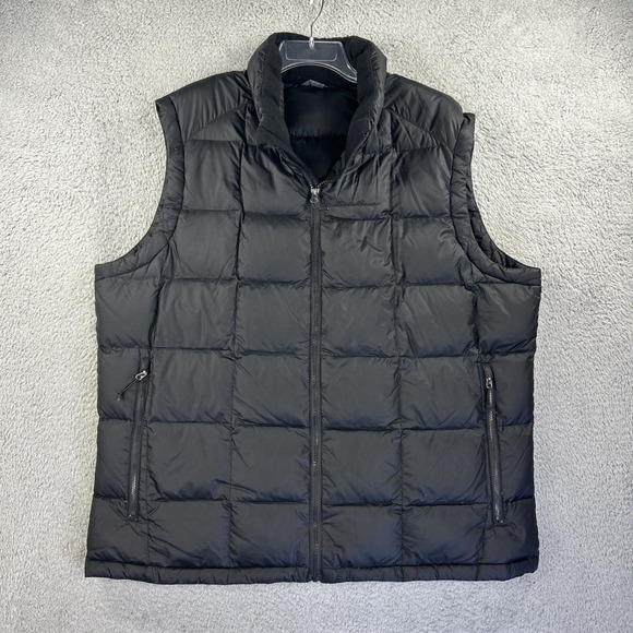 Eddie Bauer Vest Mens XL Black‎ Goose Down Puffer Jacket Bubble Insulated Zip Up - Picture 1 of 7